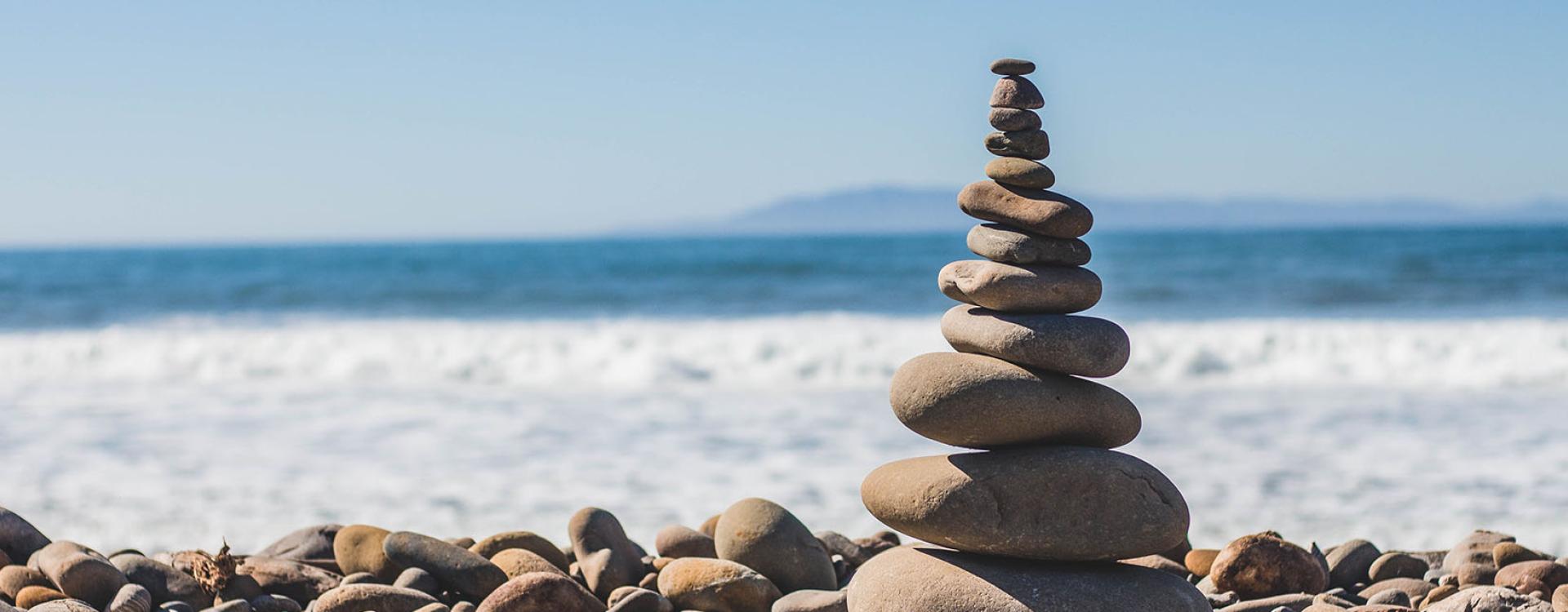 rock cairn on beach